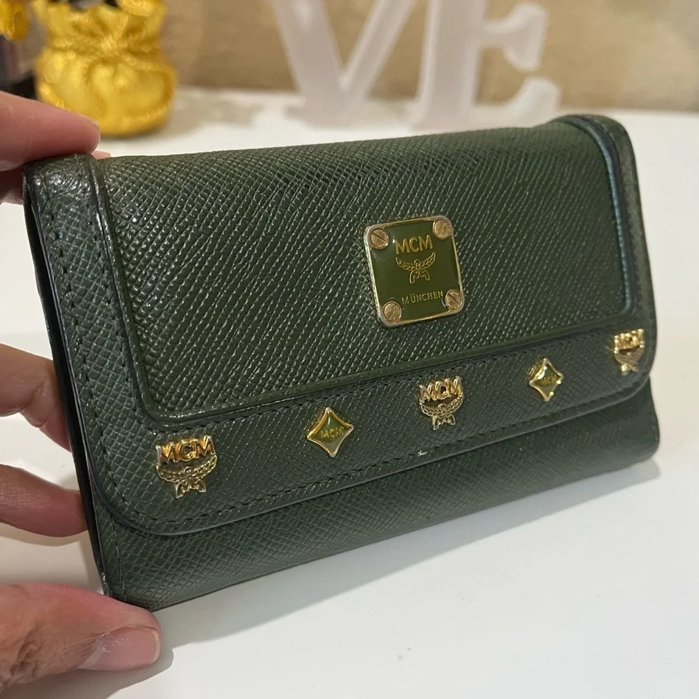MCM ARMY GREEN COLORED TRIFOLD WALLET - Picture 3 of 13